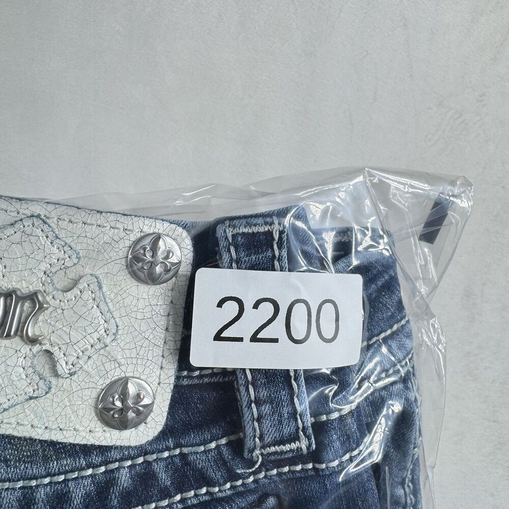 Miss Me Jeans Shorts Women's 26 ALTERED* Raw Hem Denim Embellished Blue Skinny - Picture 12 of 16